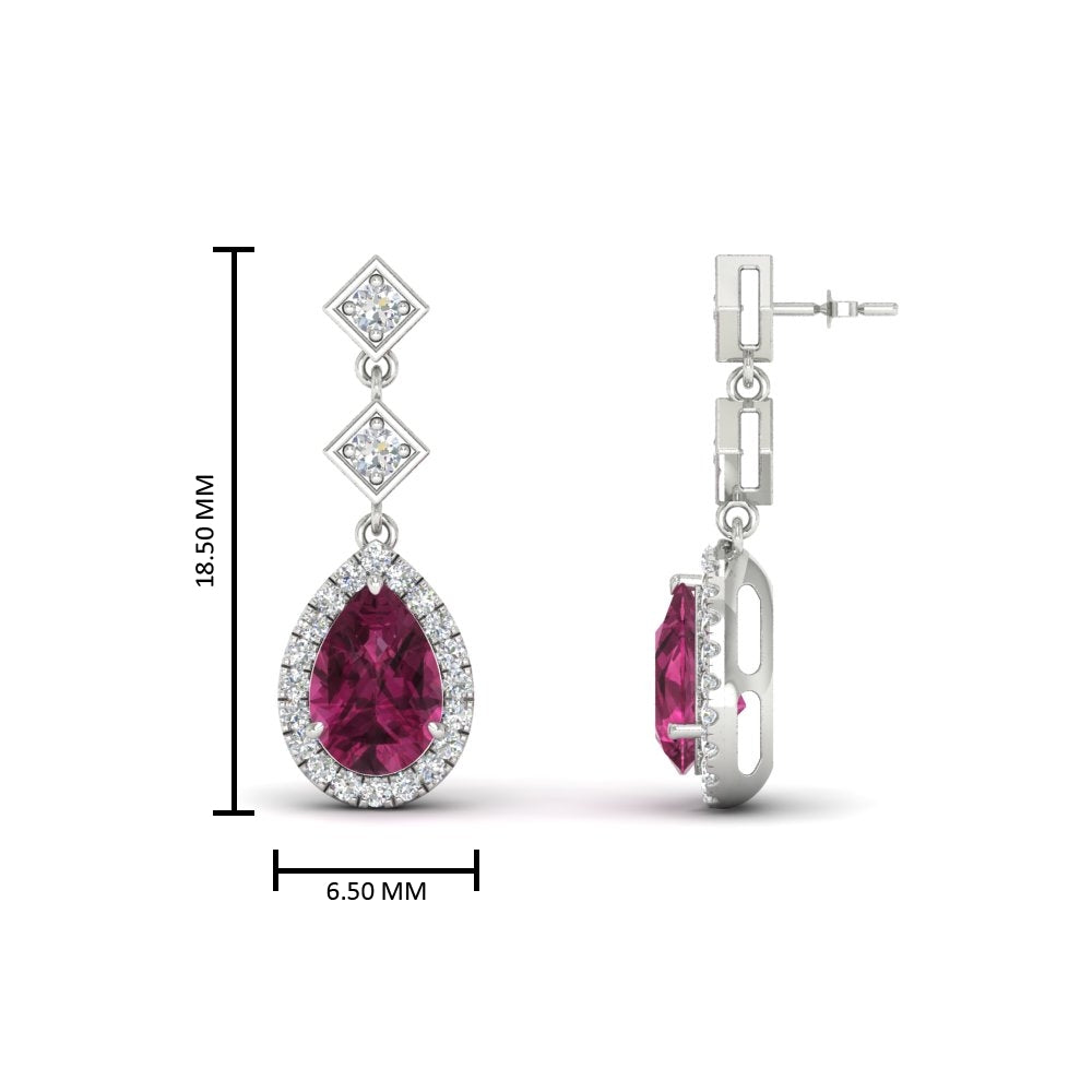 Double Drop Pear Halo Earring