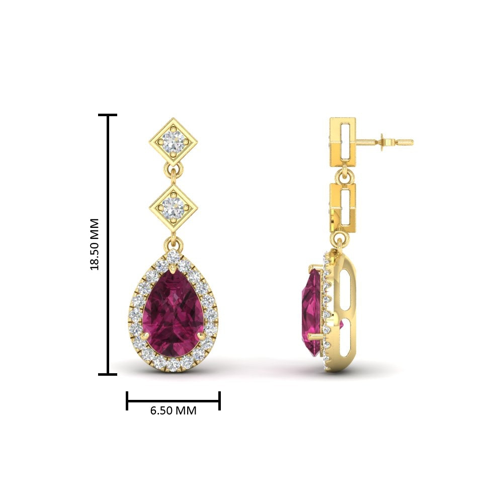 Double Drop Pear Halo Earring