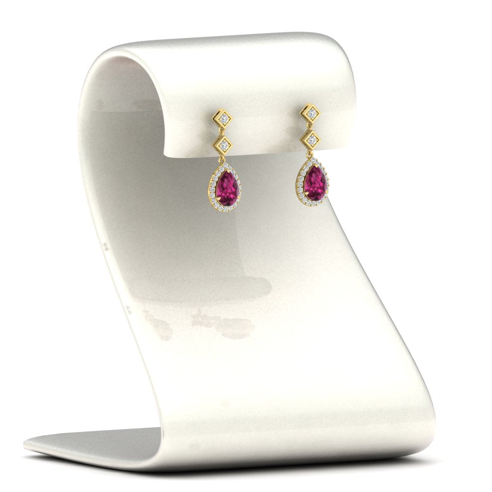 Double Drop Pear Halo Earring