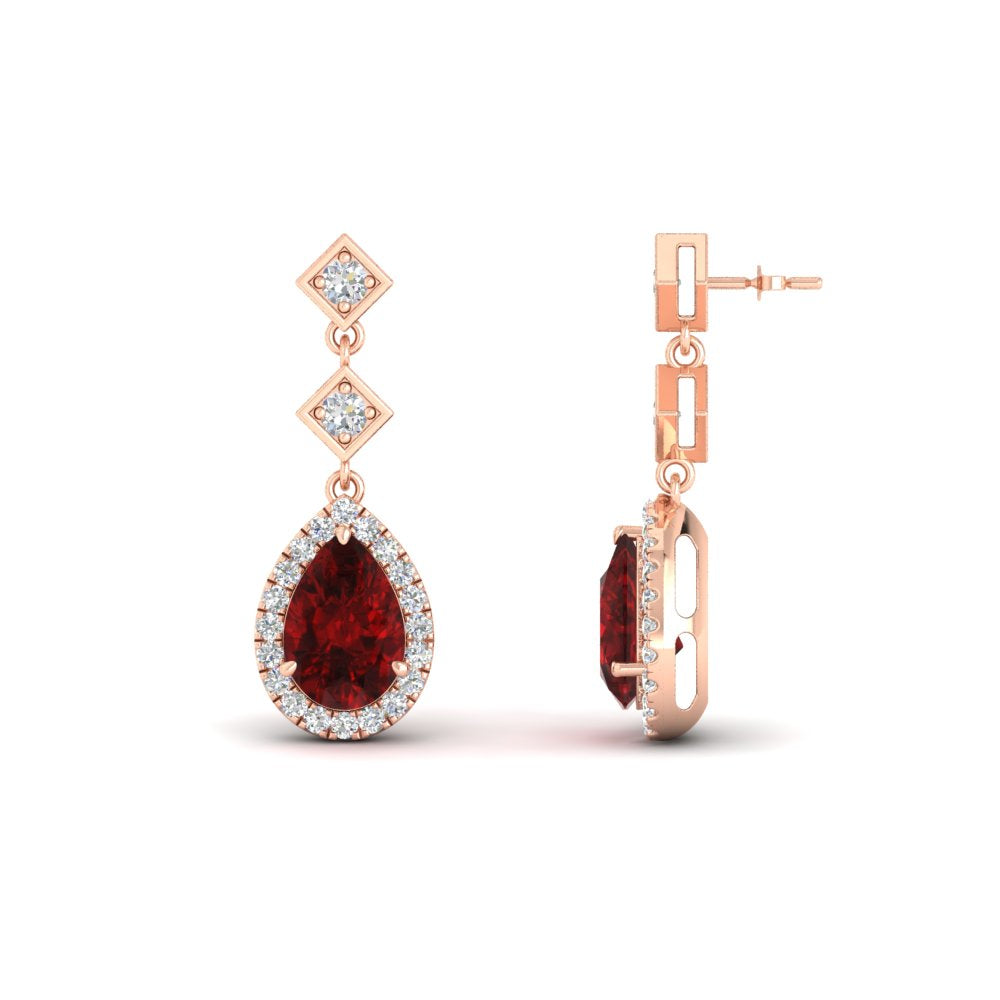 Double Drop Pear Halo Earring