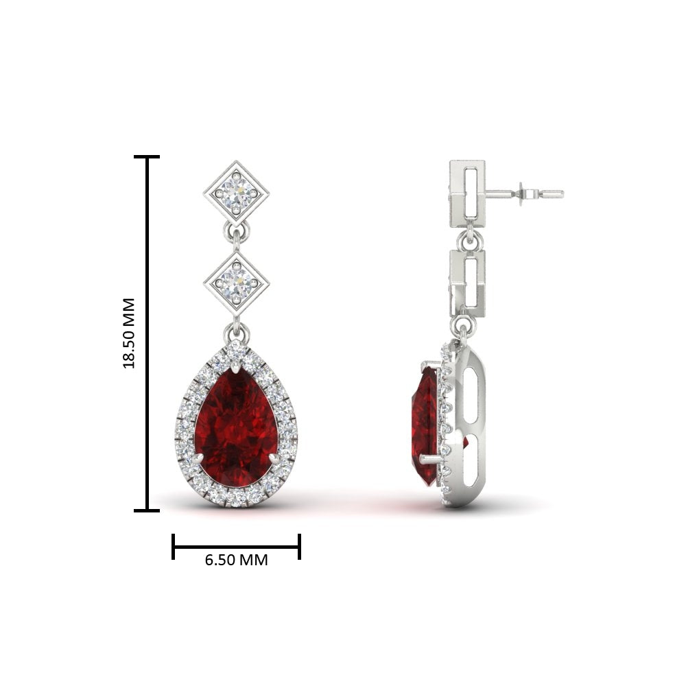 Double Drop Pear Halo Earring