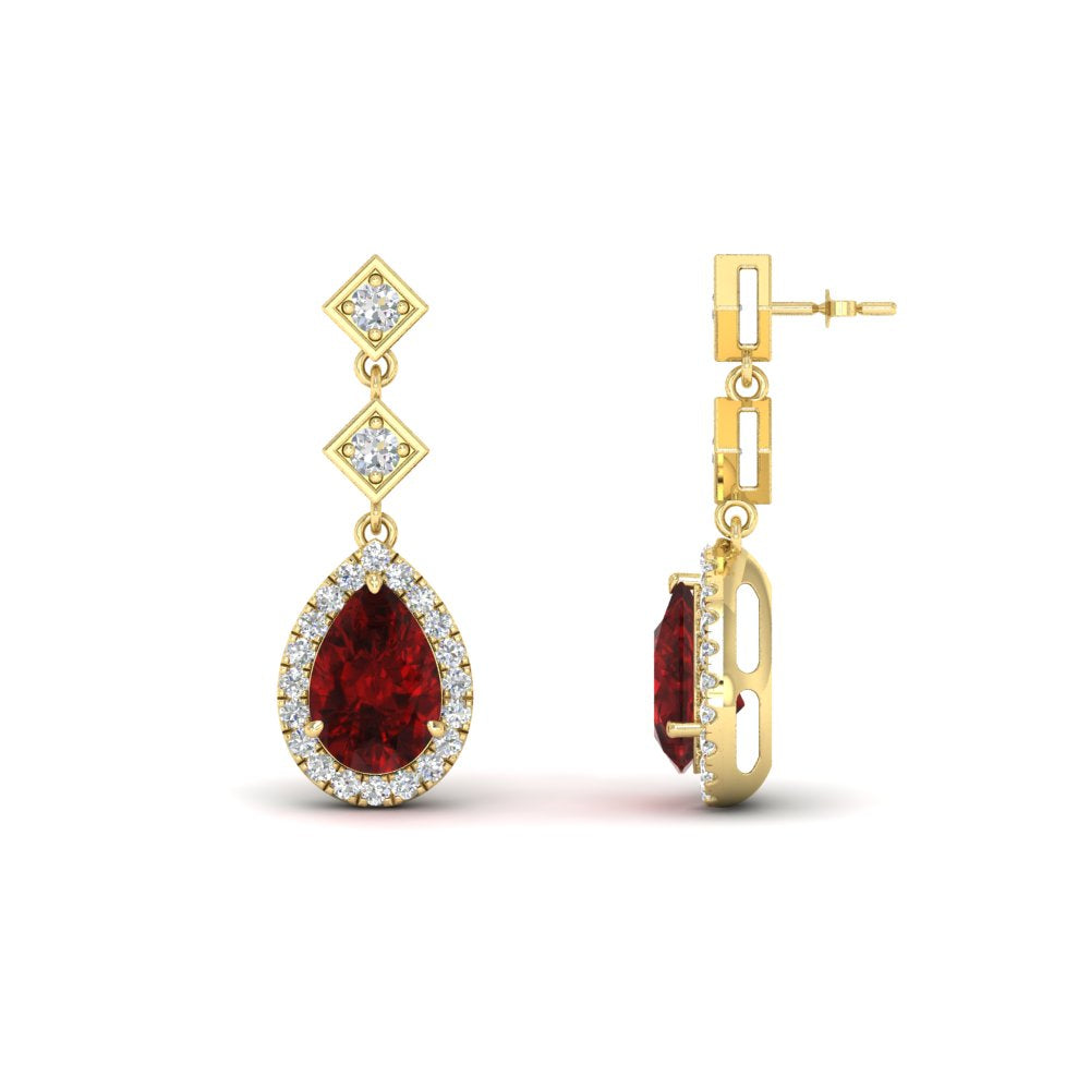 Double Drop Pear Halo Earring