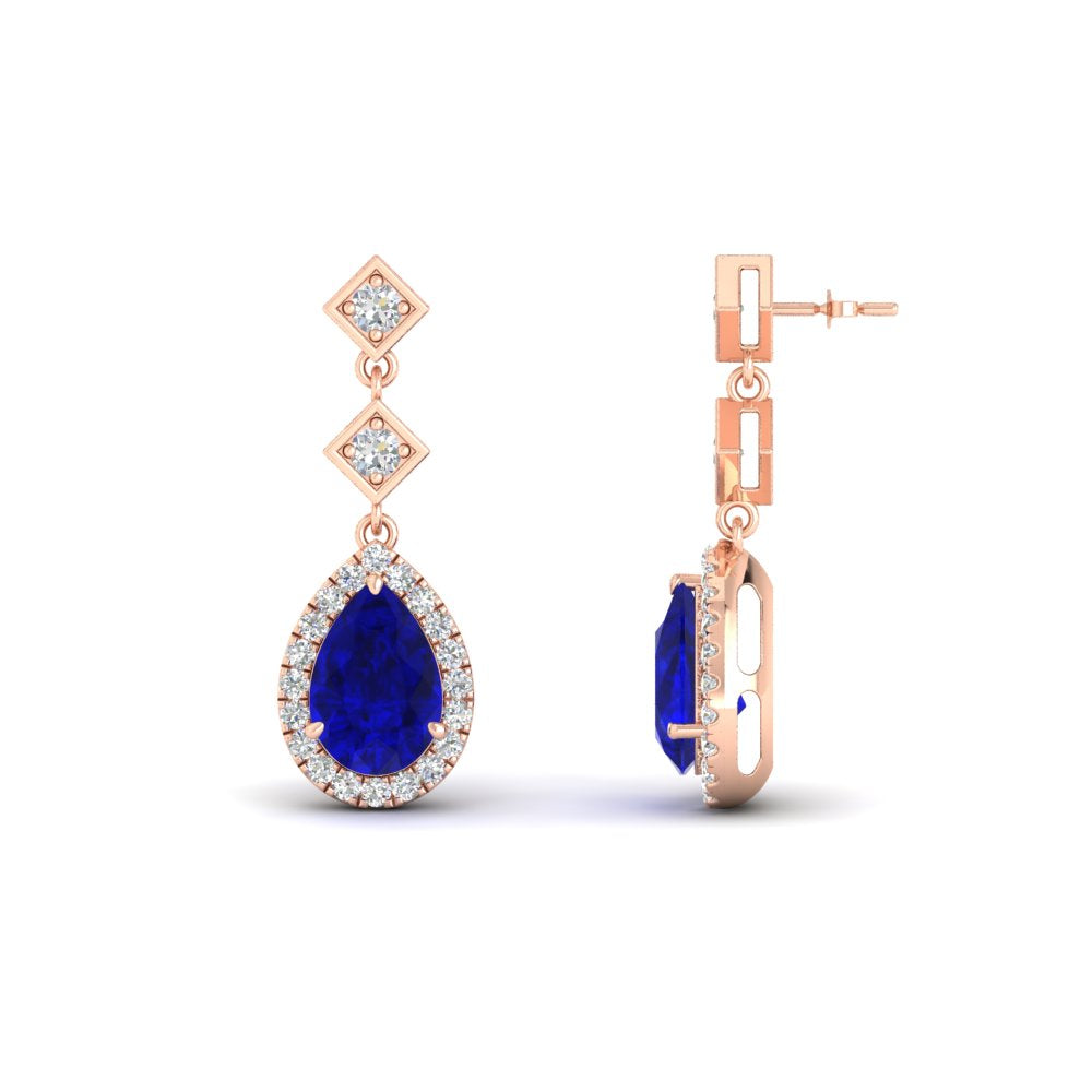Double Drop Pear Halo Earring