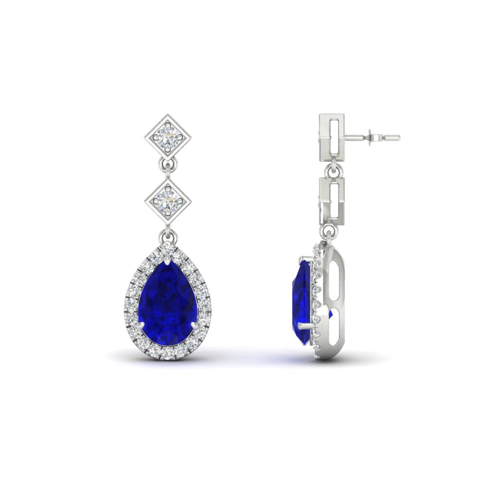 Double Drop Pear Halo Earring
