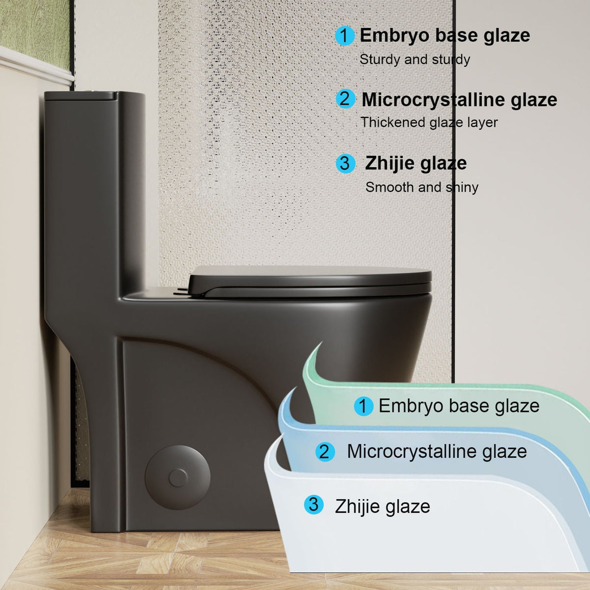 One-Piece Tornado Dual-Flush Toilet with Soft-Close Seat - Gray, Pink or Black
