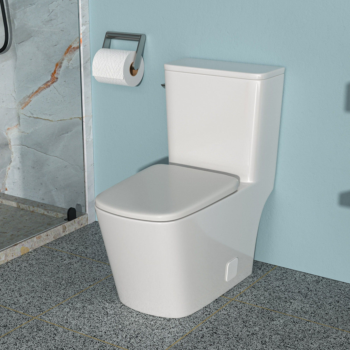 1 Piece Toilet with Single Flush and Soft Closing Seat - White