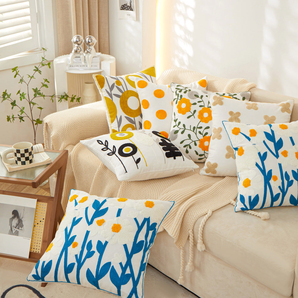 18"x18" Sunshine Blossom Whimsical Floral FULL set of Throw Pillow with insert