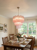 Elegant Pink Murano Glass Tube Chandelier