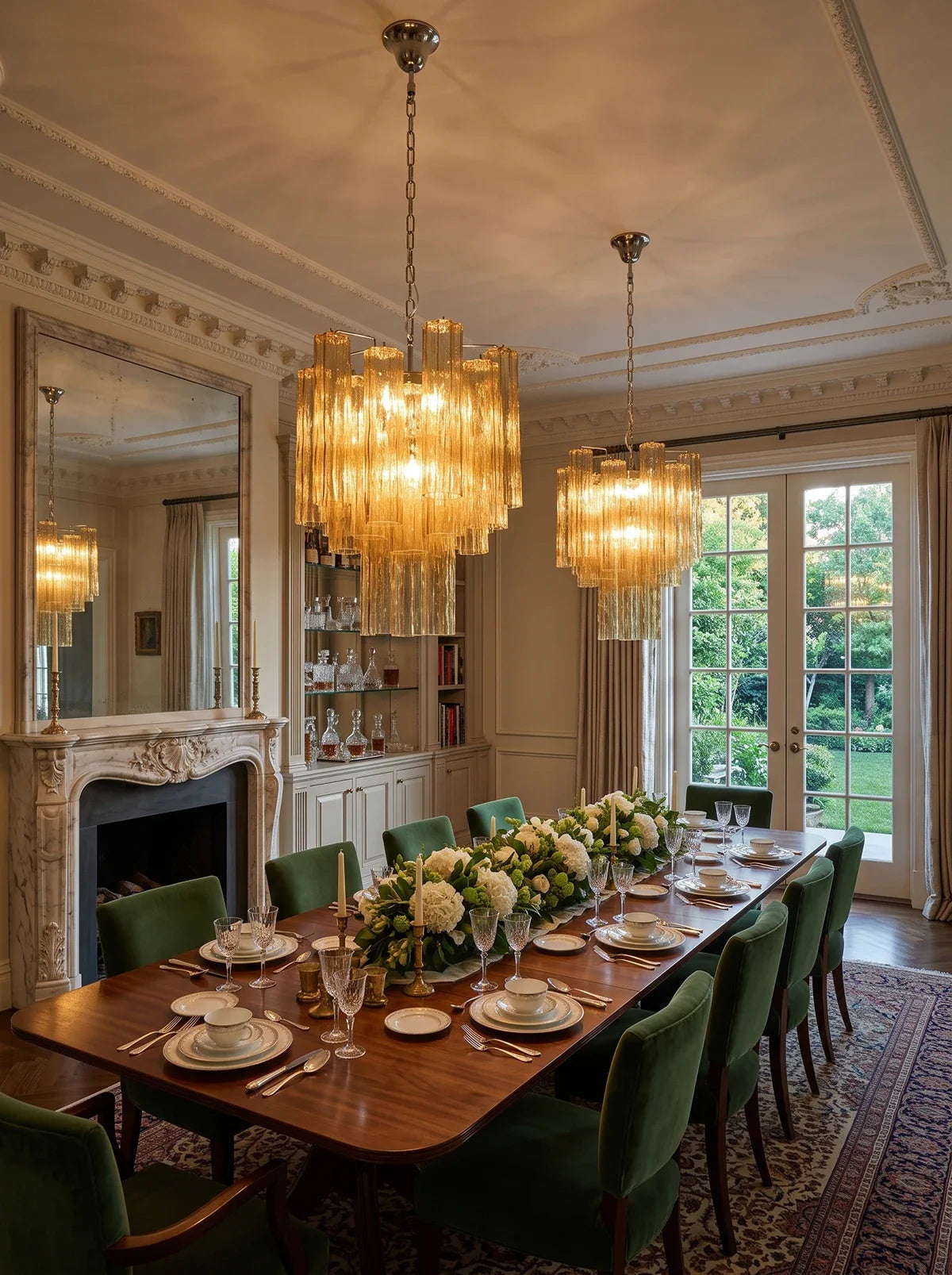 Solene Tiered Amber Glass Chandelier
