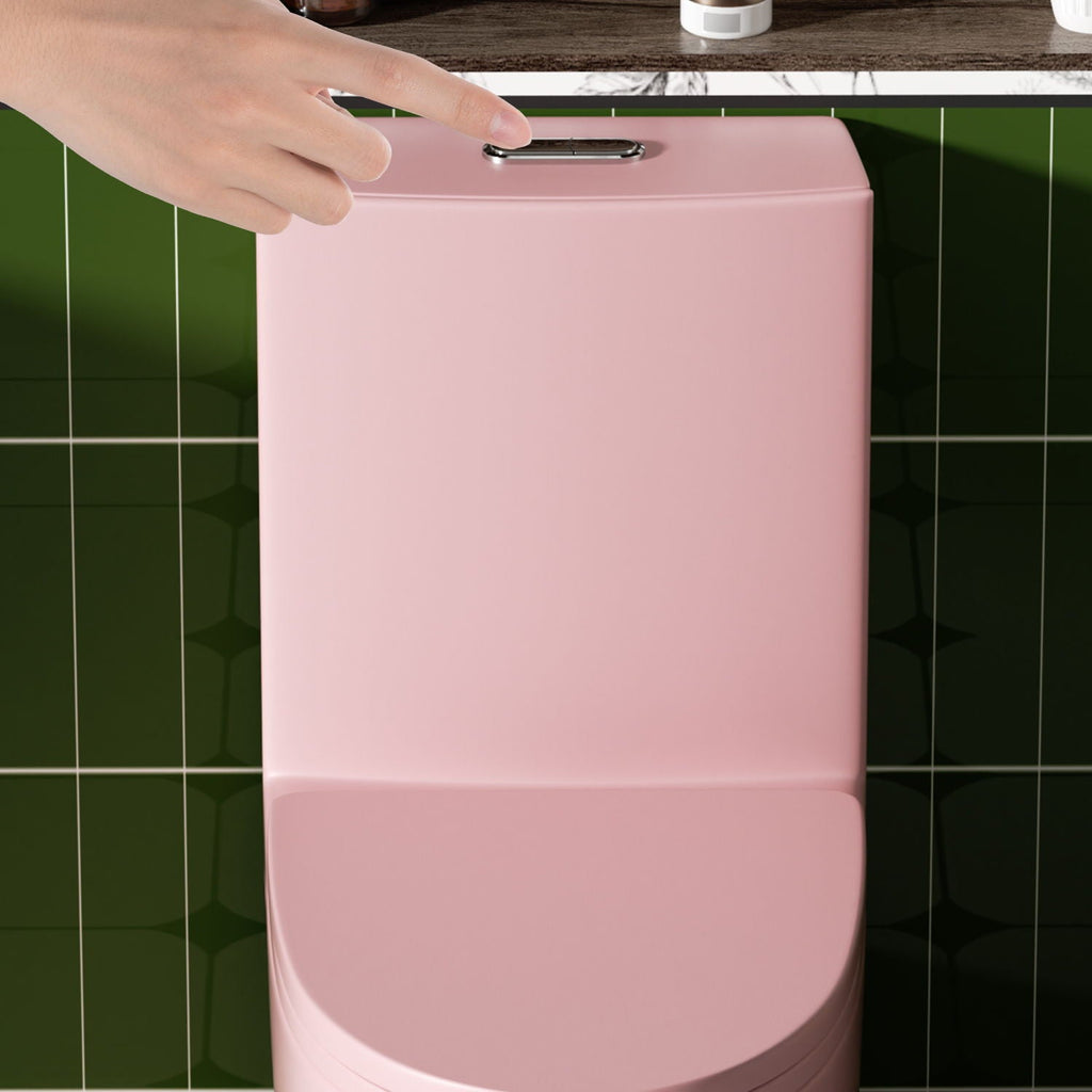 One-Piece Tornado Dual-Flush Toilet with Soft-Close Seat - Gray, Pink or Black