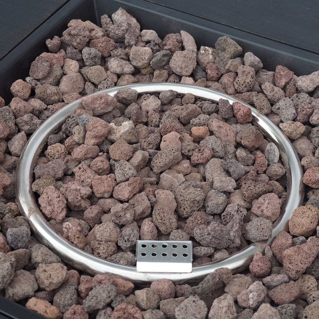 33" Outdoor Iron Square Propane Fire Pit - Brushed Brown