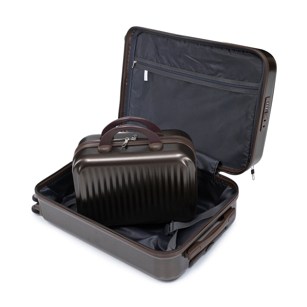 14' & 20' ABS Spinner Wheel Luggage Set with Cosmetic Case