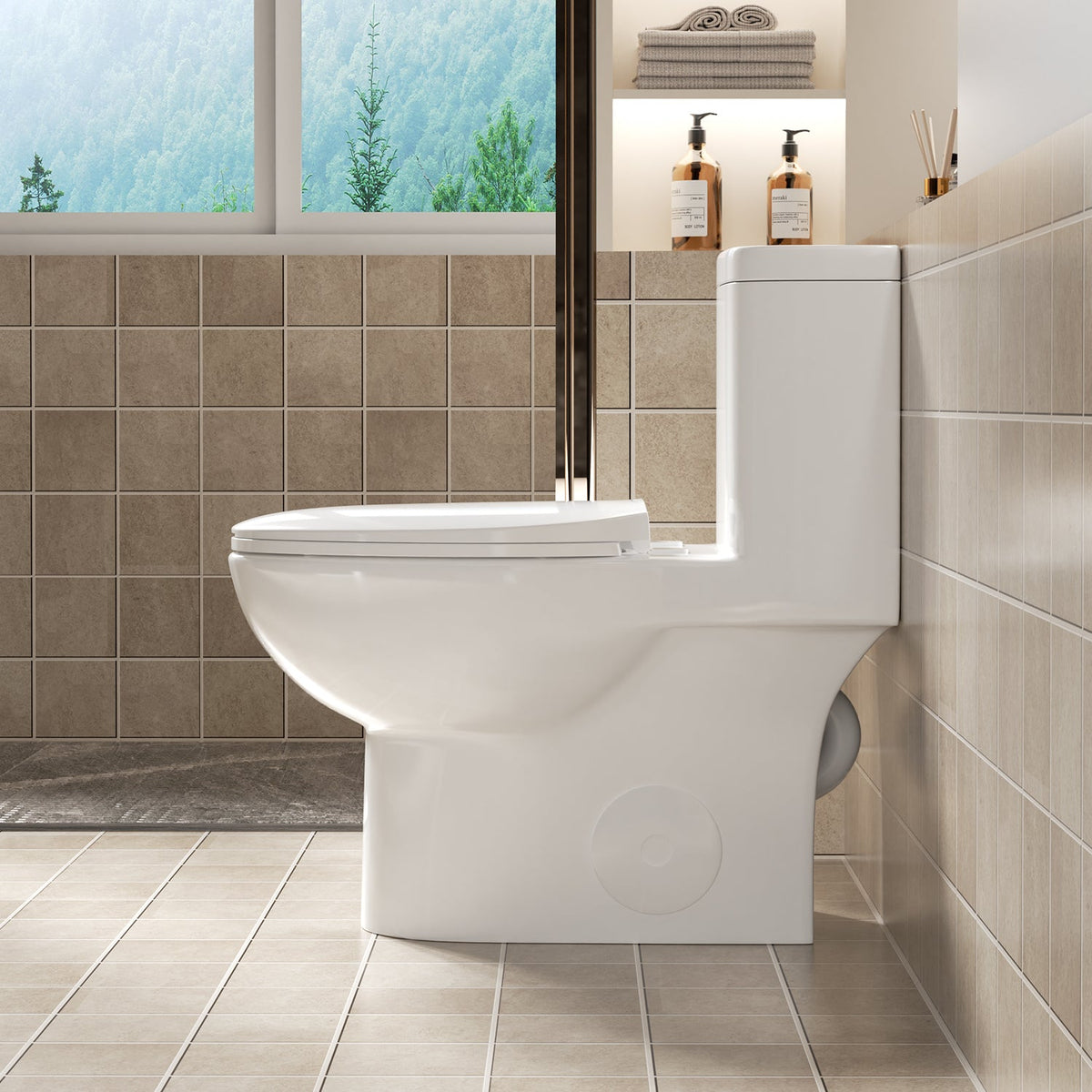Tornado Flush One-Piece Toilet with Comfort Chair Seat - Gloss White