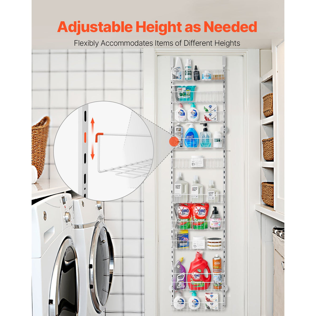 10-Tier Over The Door Pantry Organizer with Adjustable Storage - Carbon Steel