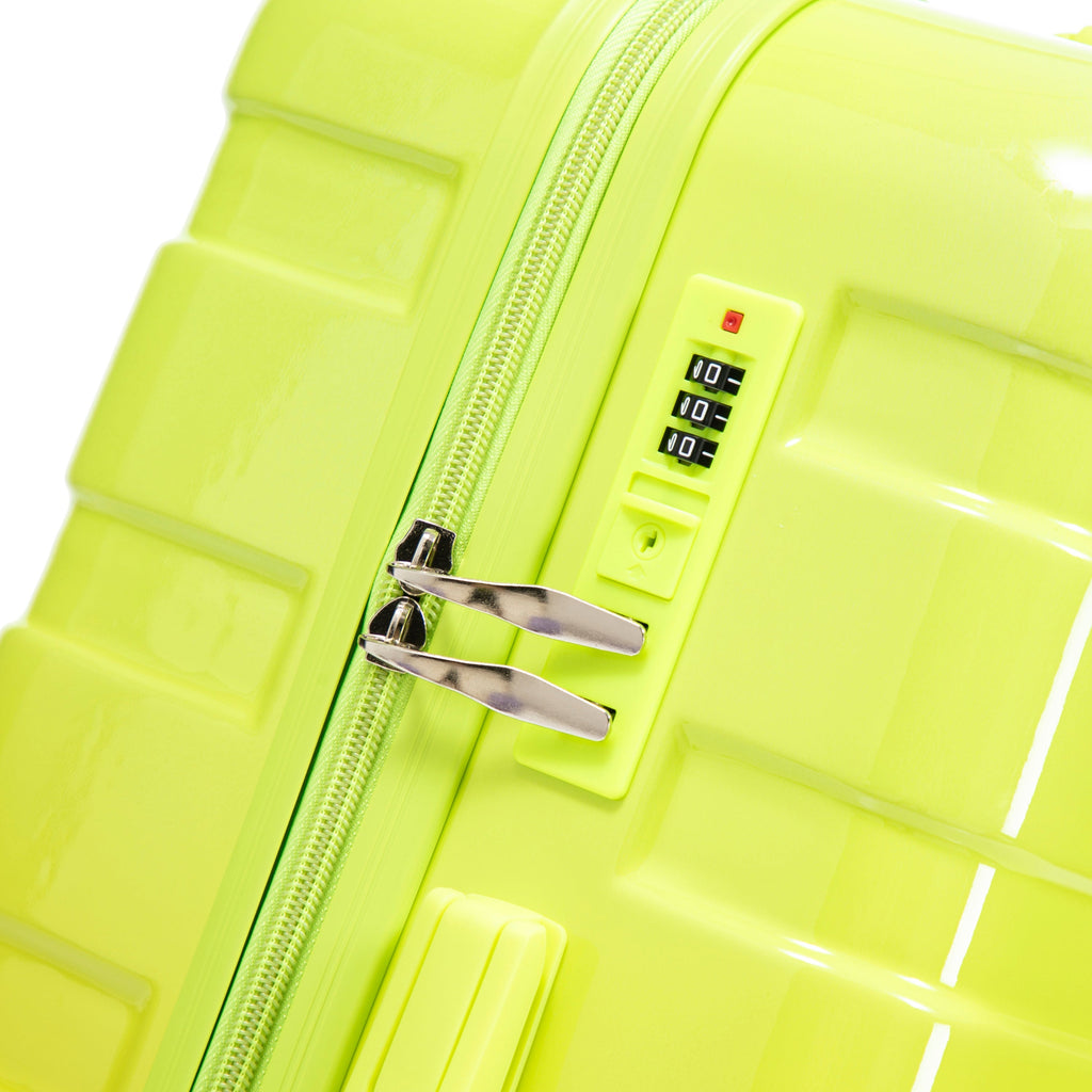 20'/24'/28' 3-Piece PC Spinner Wheel Luggage Set (Yellow+Green)