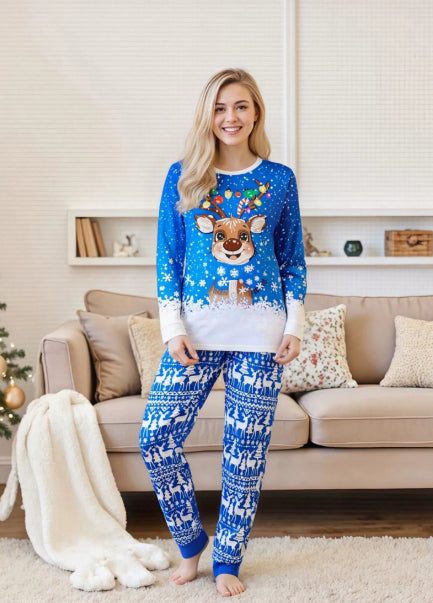 European And American-style Christmas Loungewear Plaid Red And White Raglan Long-sleeve Top And Pants