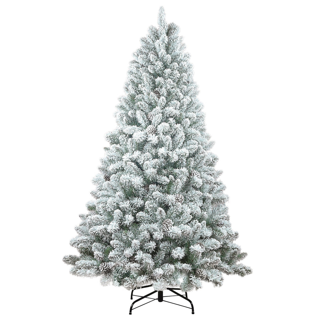4FT Flocked Christmas Tree with Pine Cones and Snowy PVC Design