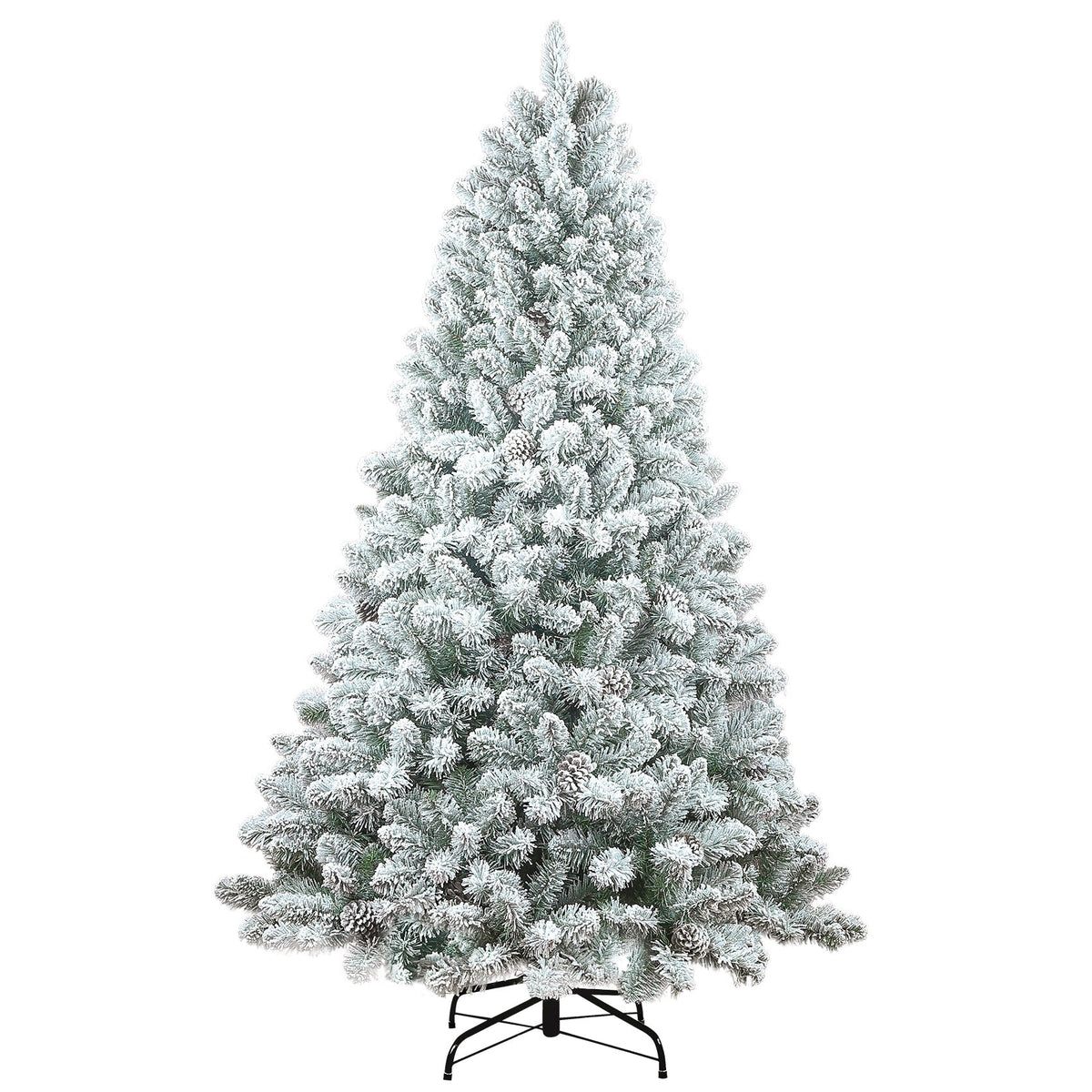 4FT Flocked Christmas Tree with Pine Cones and Snowy PVC Design