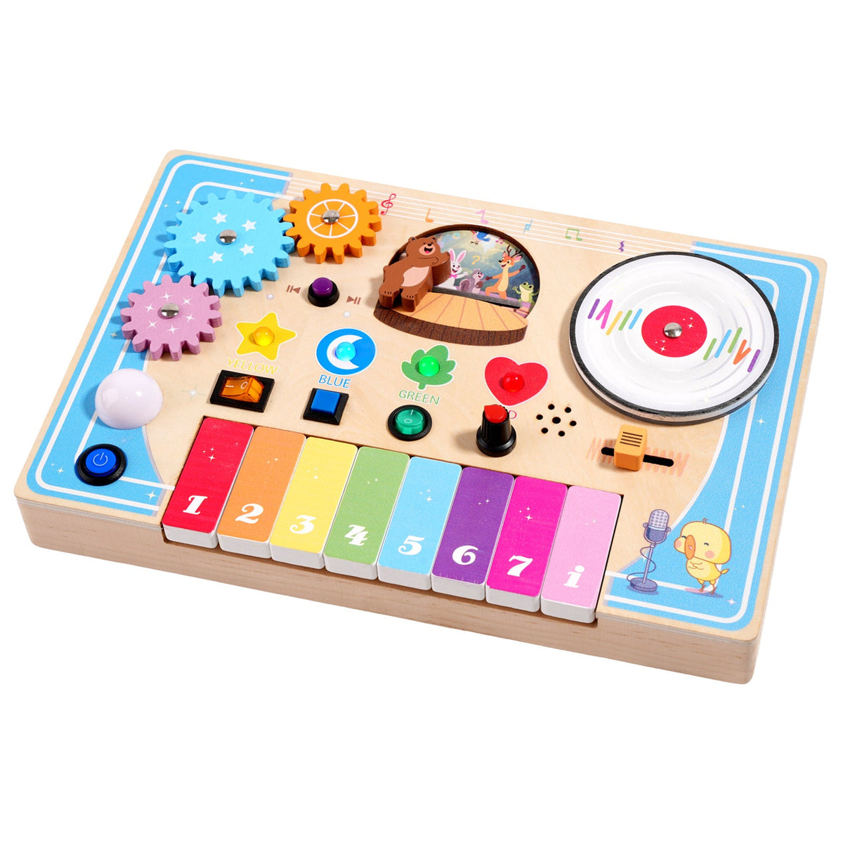 Wooden Piano and Turntable Activity Toy — Ages 3–6