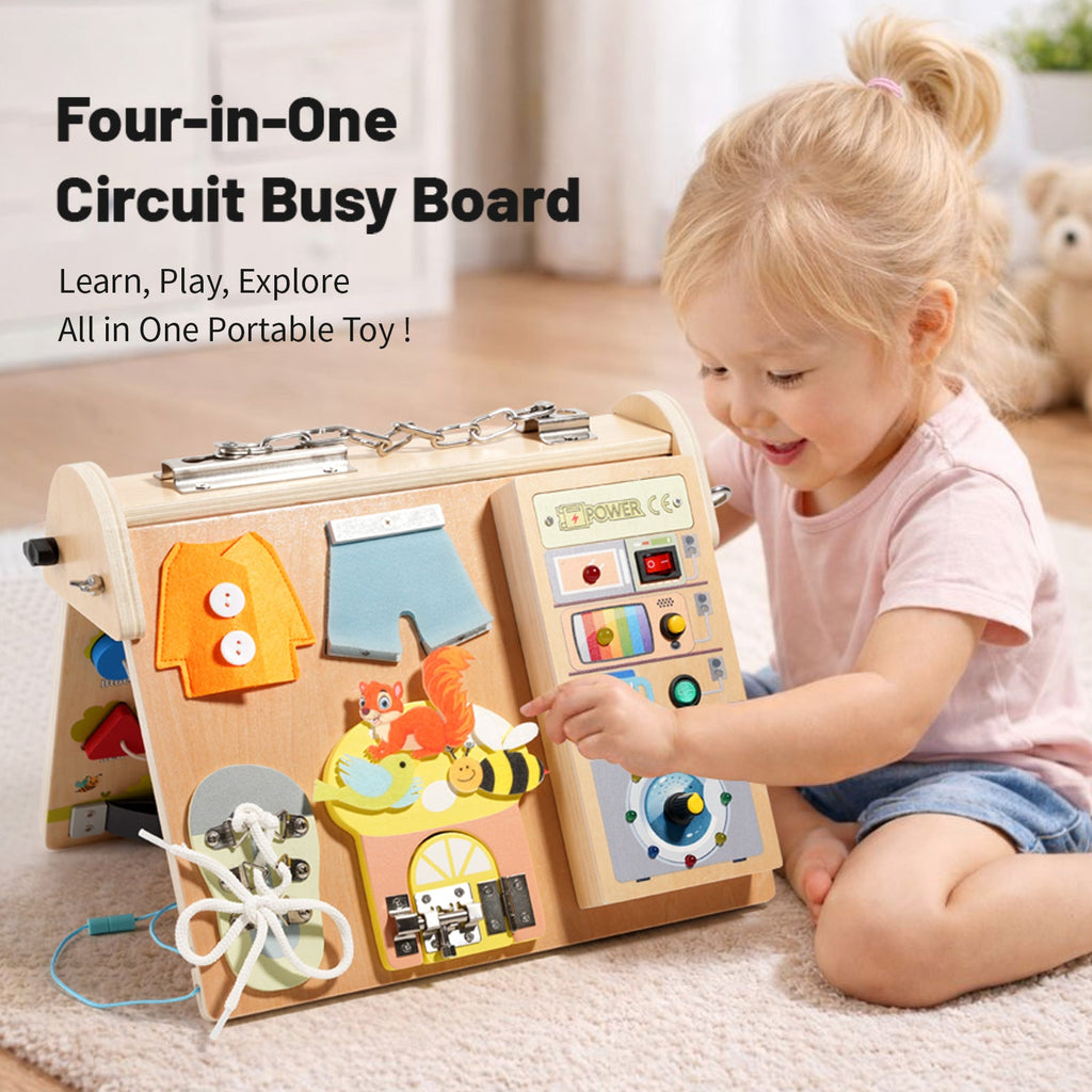 Wooden Circuit Activity Busy Board — Ages 4–6