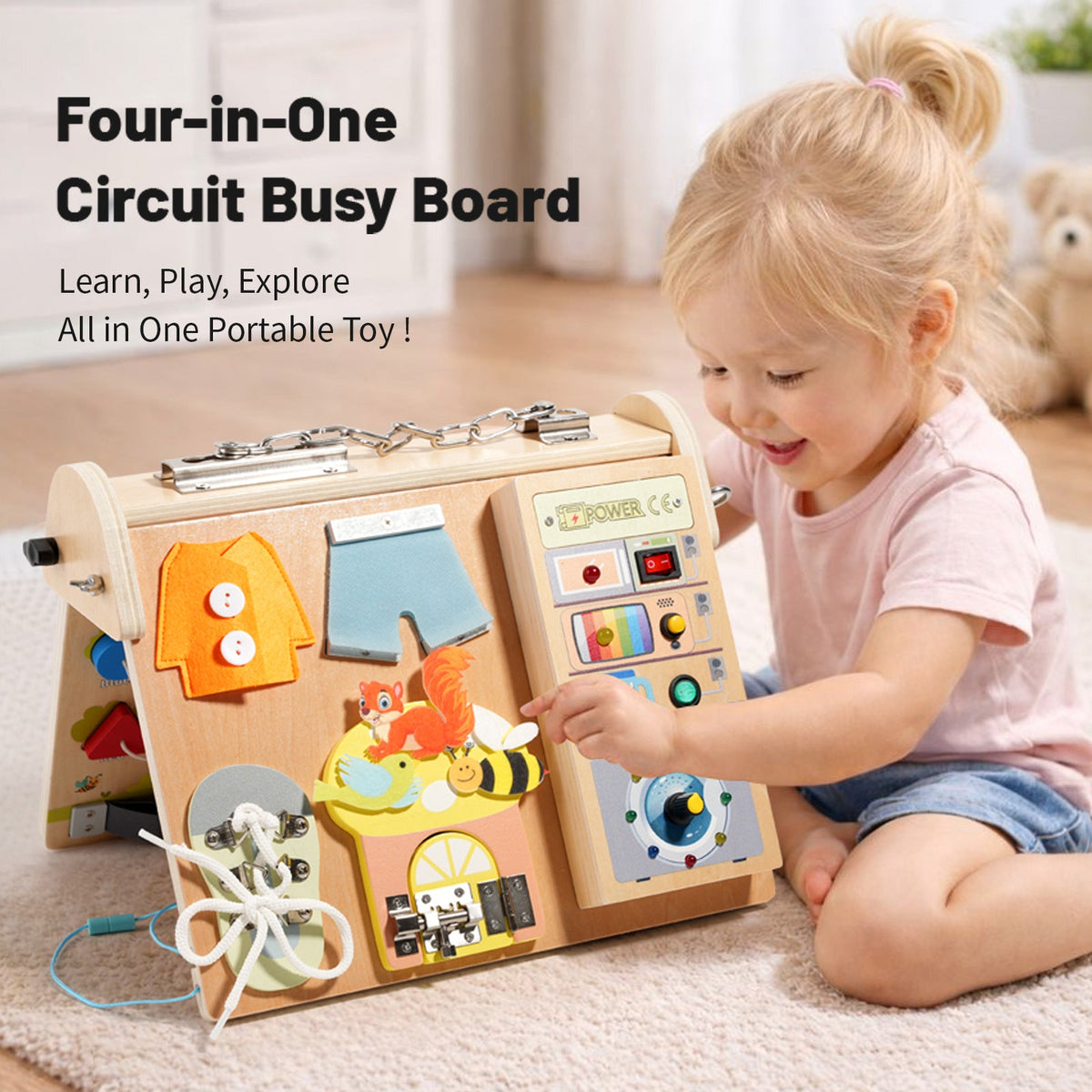 Wooden Circuit Activity Busy Board — Ages 4–6
