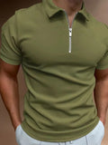 Men's Full Size Zip Collar Short Sleeve Polo