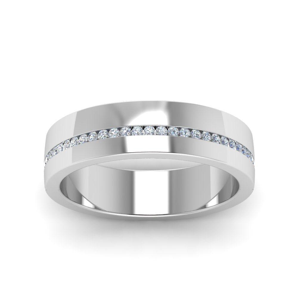 Flat Channel Set Diamond Mens Band