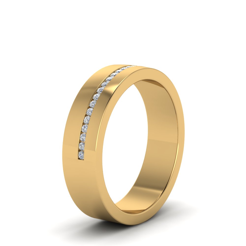 Flat Channel Set Diamond Mens Band