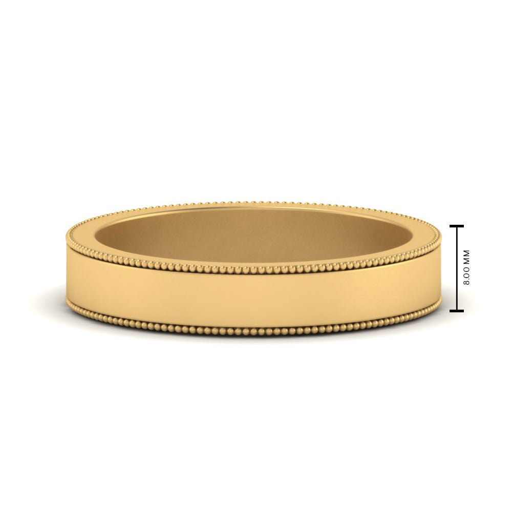 Flat Milgrain Mens Wedding Band