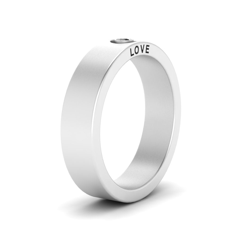 Flat Single Stone Mens Band Engraved