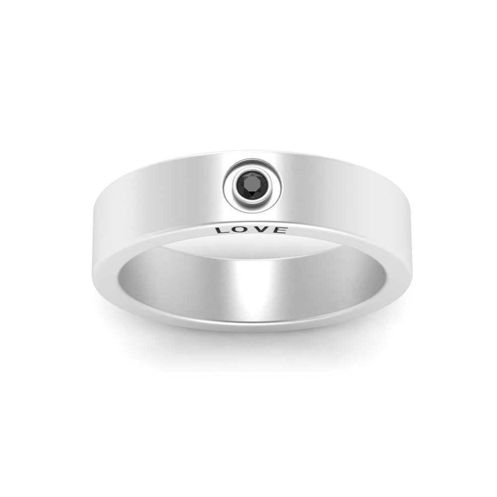 Flat Single Stone Mens Band Engraved
