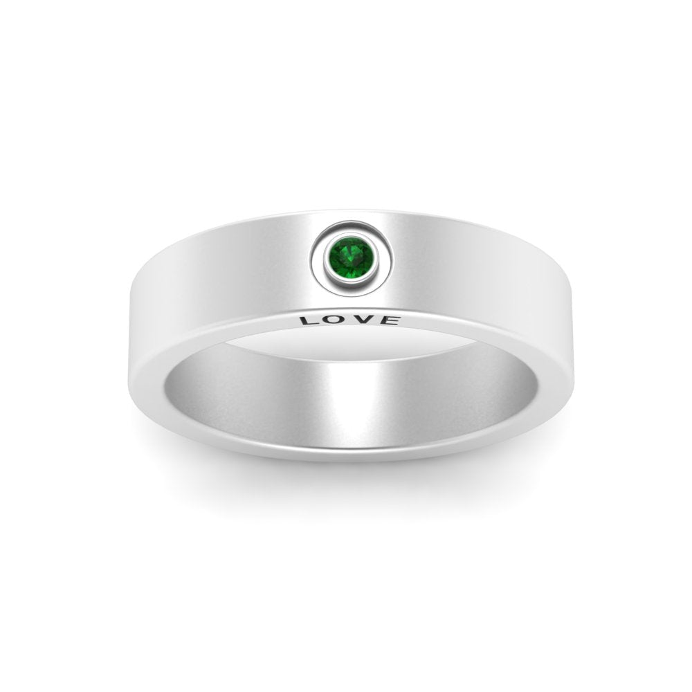 Flat Single Stone Mens Band Engraved