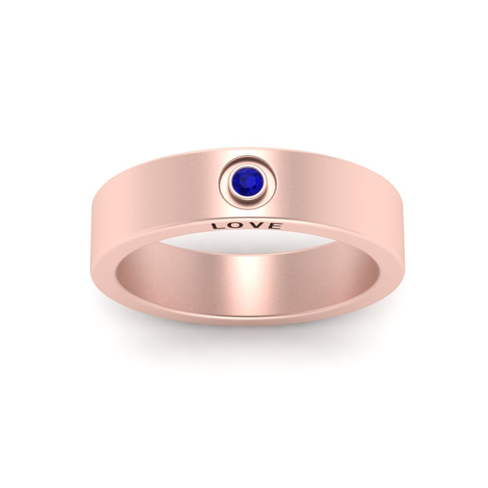Flat Single Stone Mens Band Engraved