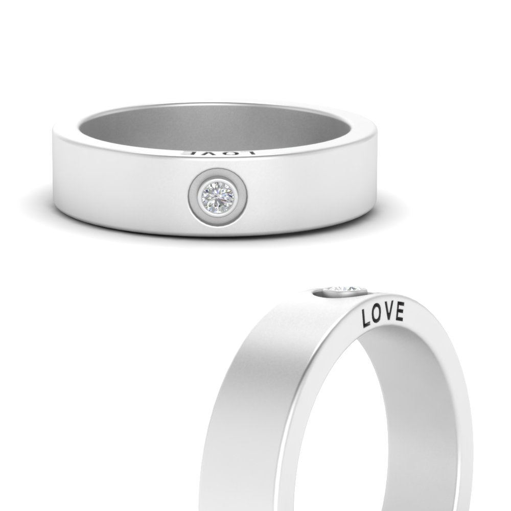 Flat Single Stone Mens Band Engraved