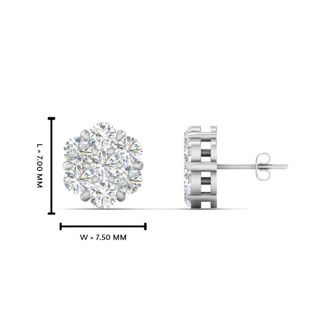 0.75 Carat 7 Stone Flower Diamond Earring