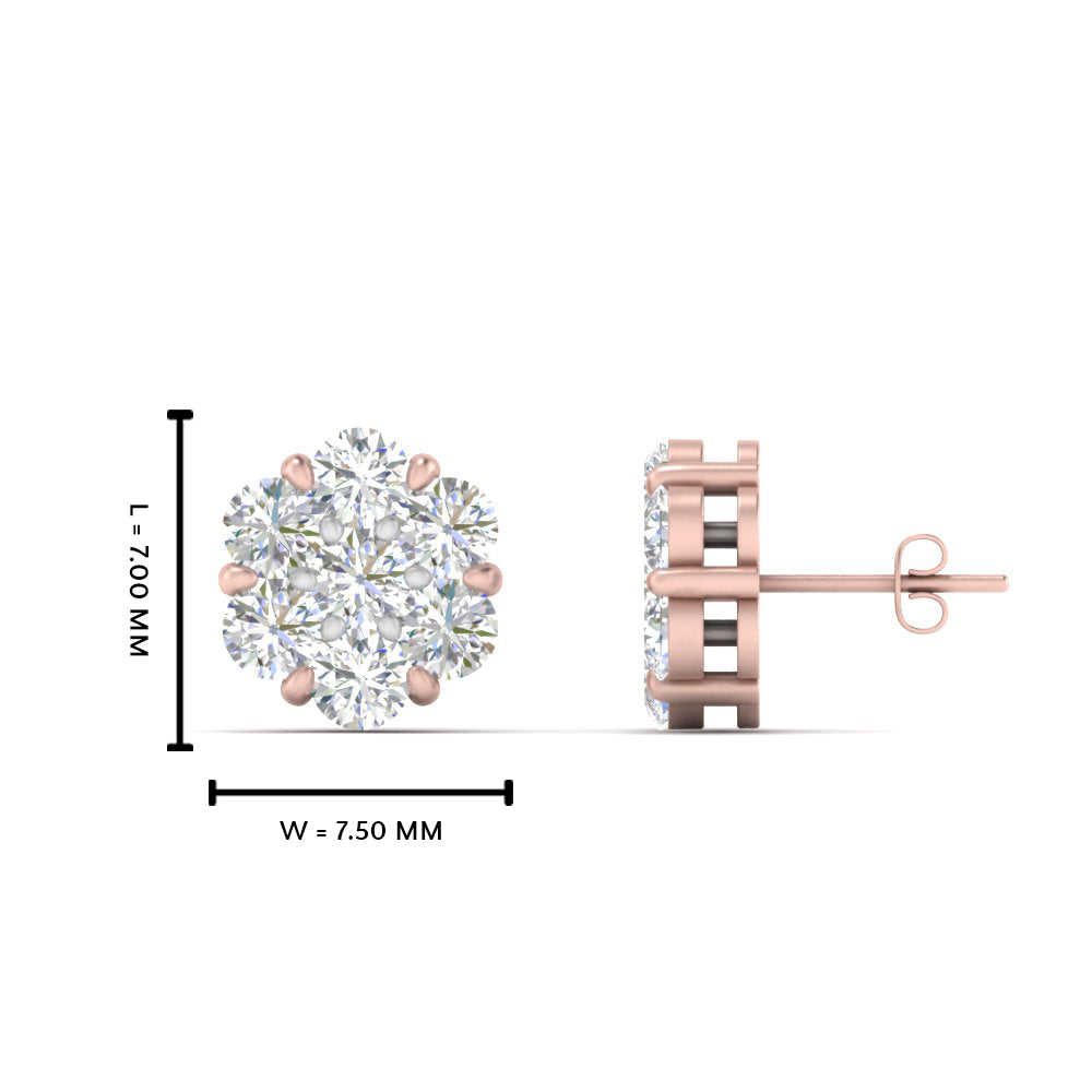 0.75 Carat 7 Stone Flower Diamond Earring