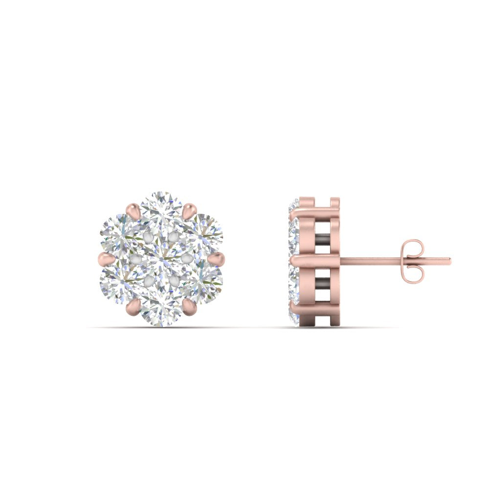 0.75 Carat 7 Stone Flower Diamond Earring