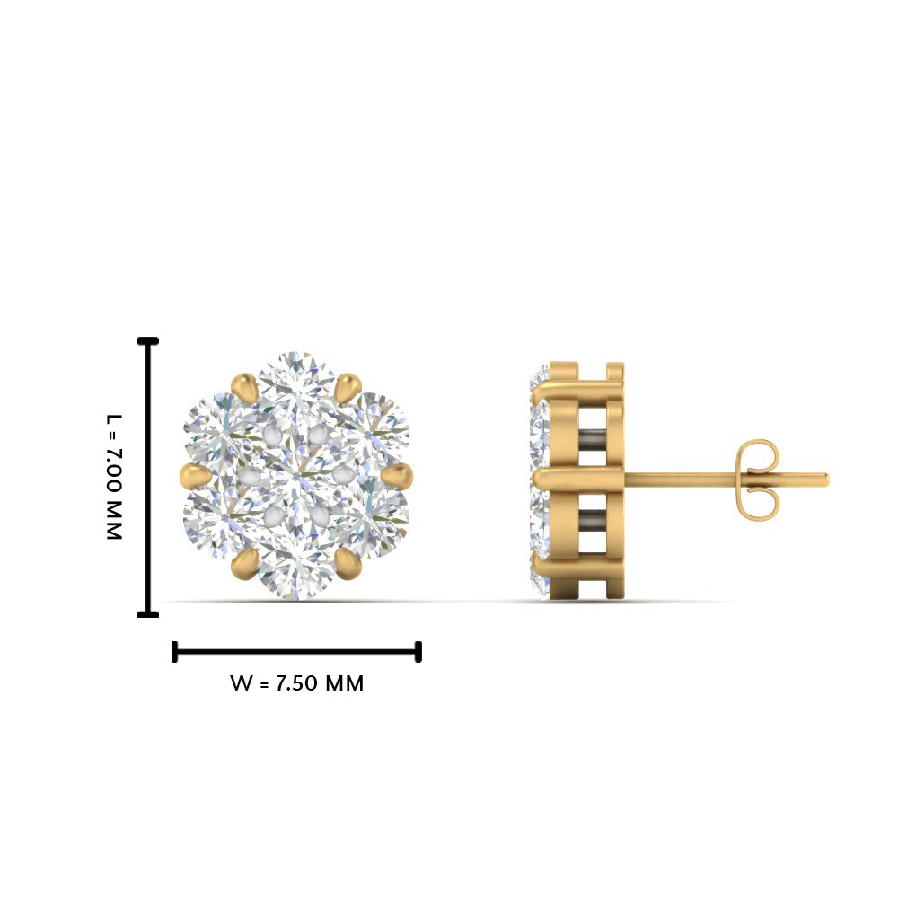 0.75 Carat 7 Stone Flower Diamond Earring
