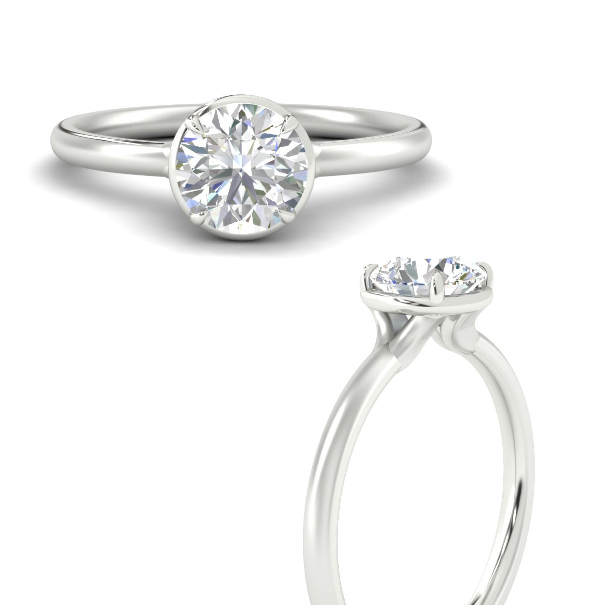 Flush Collet Solitaire Engagement Ring