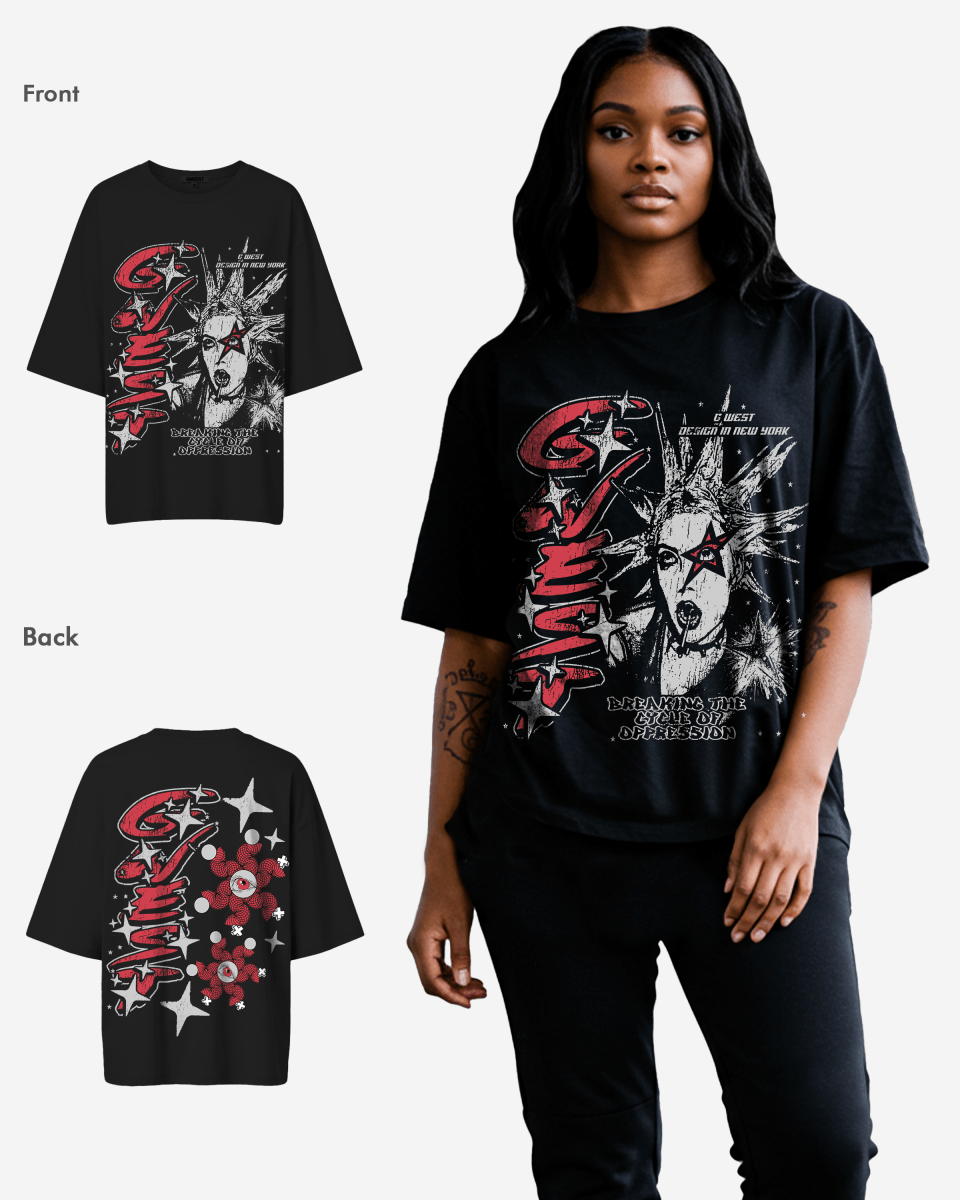 G West Womens Breaking the Cycle Double Sided Premium Oversized Tee