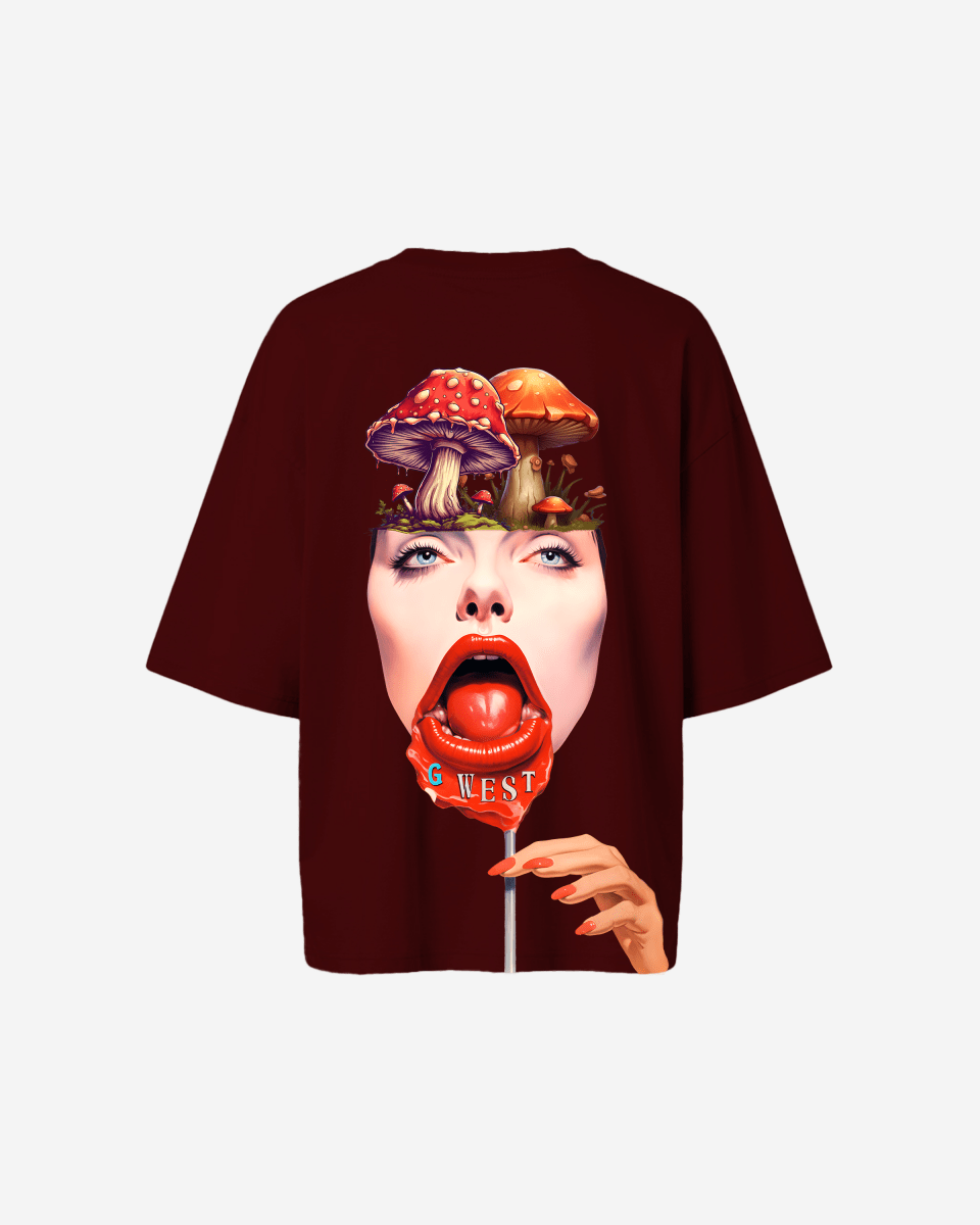G West Womens Oversized Lollipop Mushroom Oversized Tee