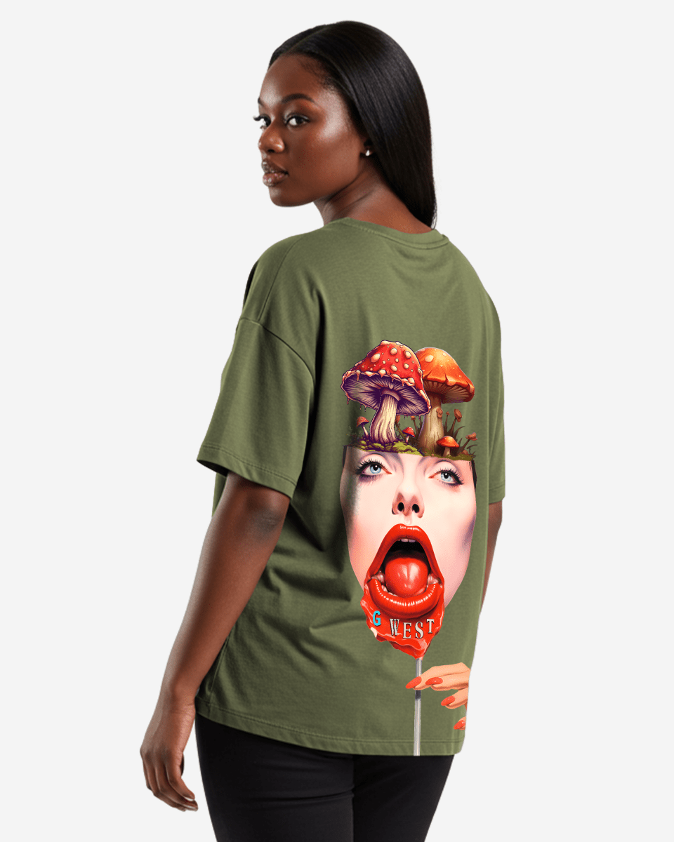 G West Womens Oversized Lollipop Mushroom Oversized Tee