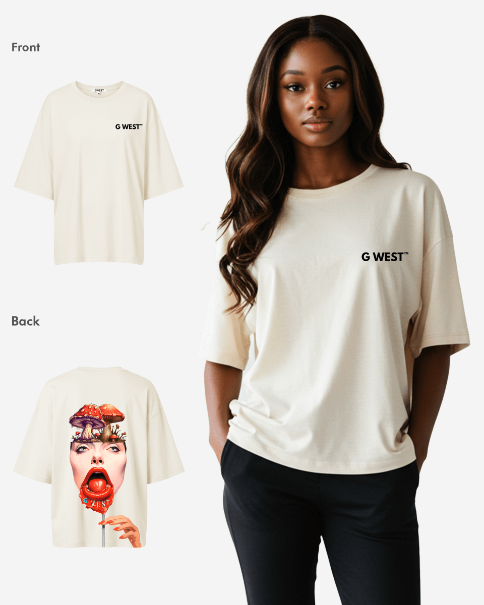 G West Womens Oversized Lollipop Mushroom Oversized Tee