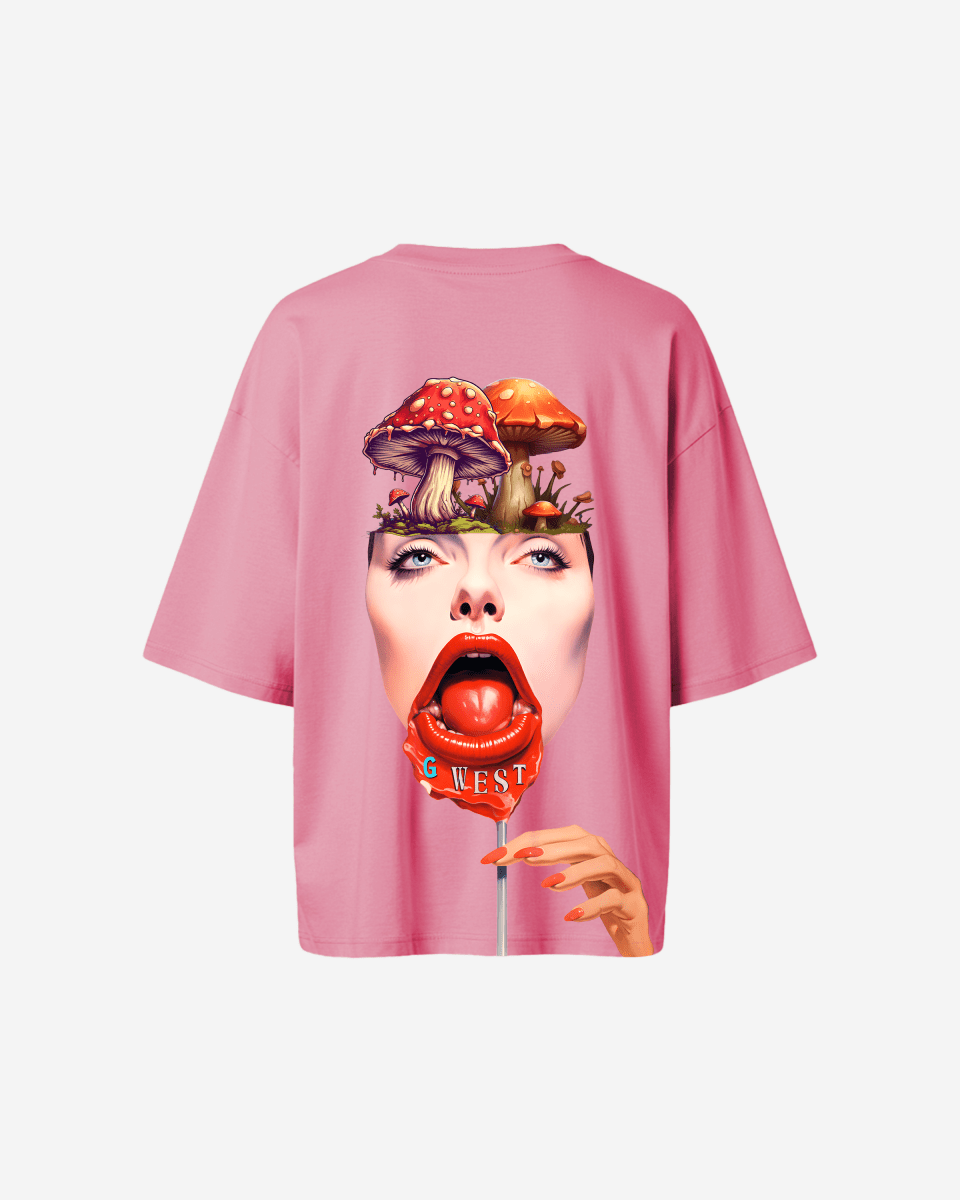 G West Womens Oversized Lollipop Mushroom Oversized Tee