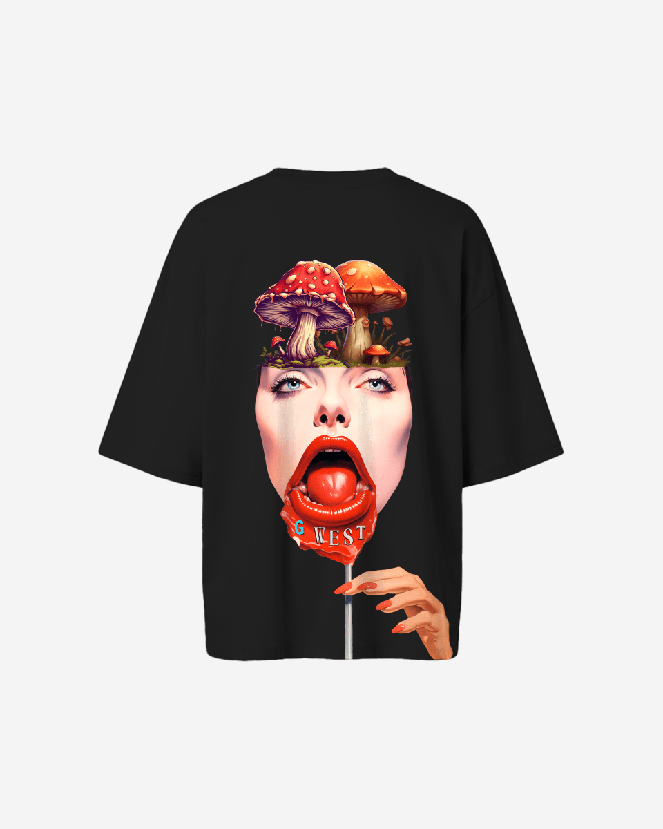 G West Womens Oversized Lollipop Mushroom Oversized Tee