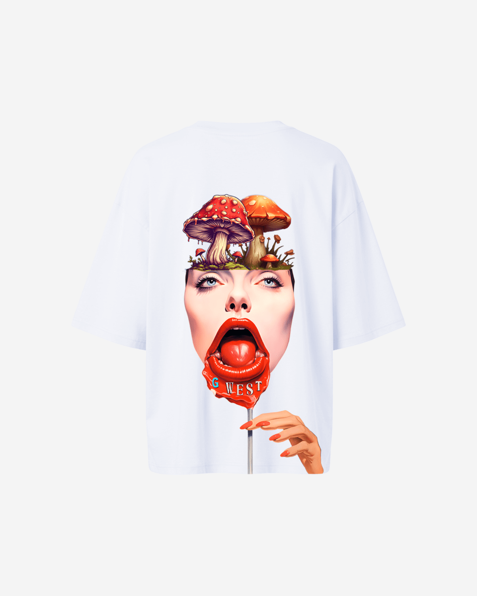 G West Womens Oversized Lollipop Mushroom Oversized Tee