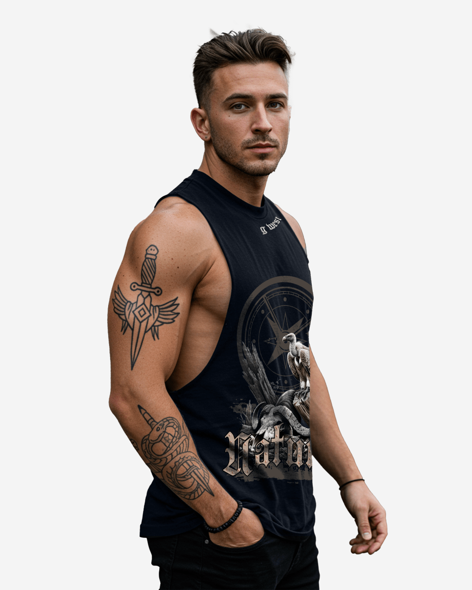 G WEST RHINESTONE NATURE'S LAW MENS TANKS