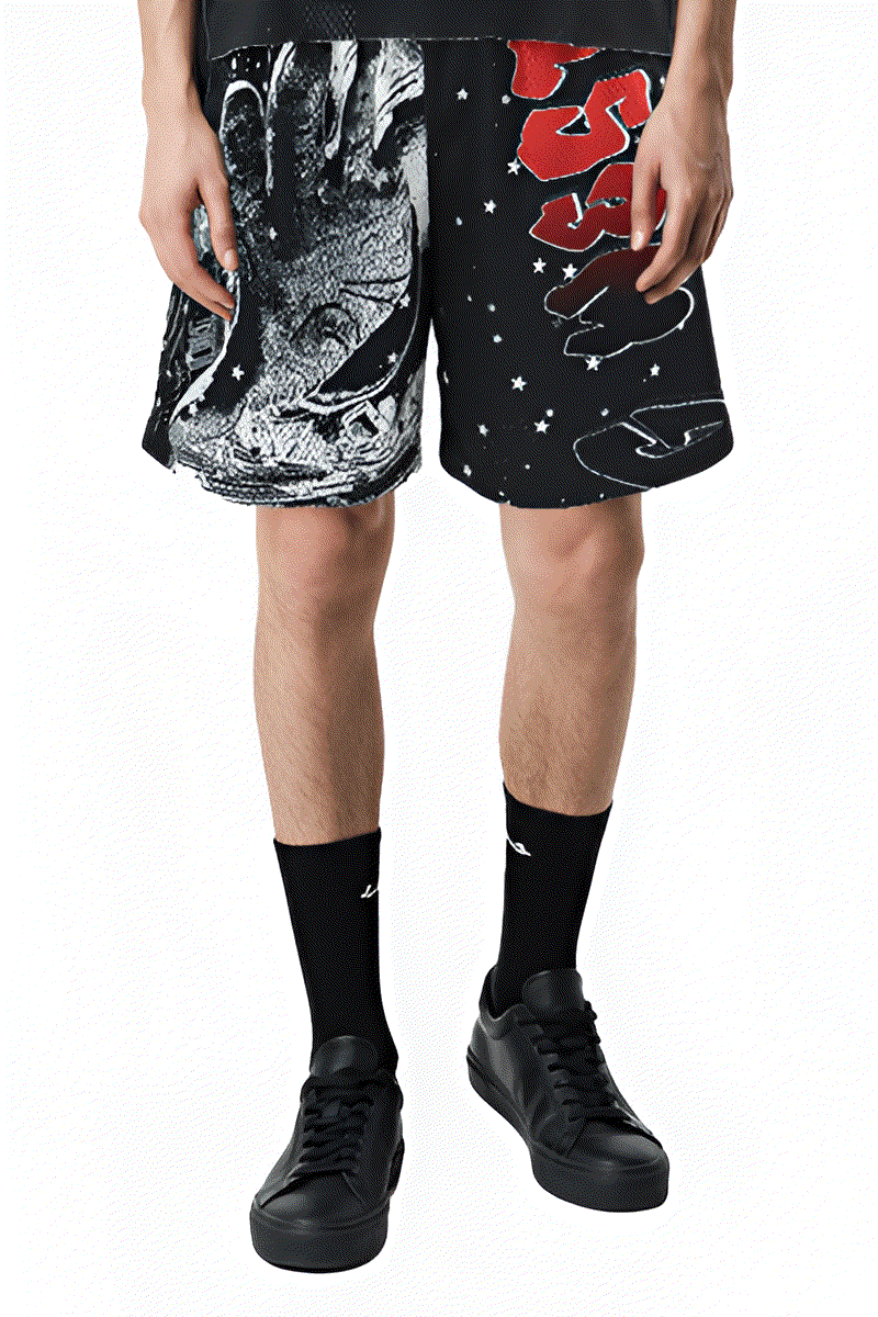 G WEST RHINSTONE ASTRO AFTERLIFE 3/4 SLEEVES MESH SHORT SET