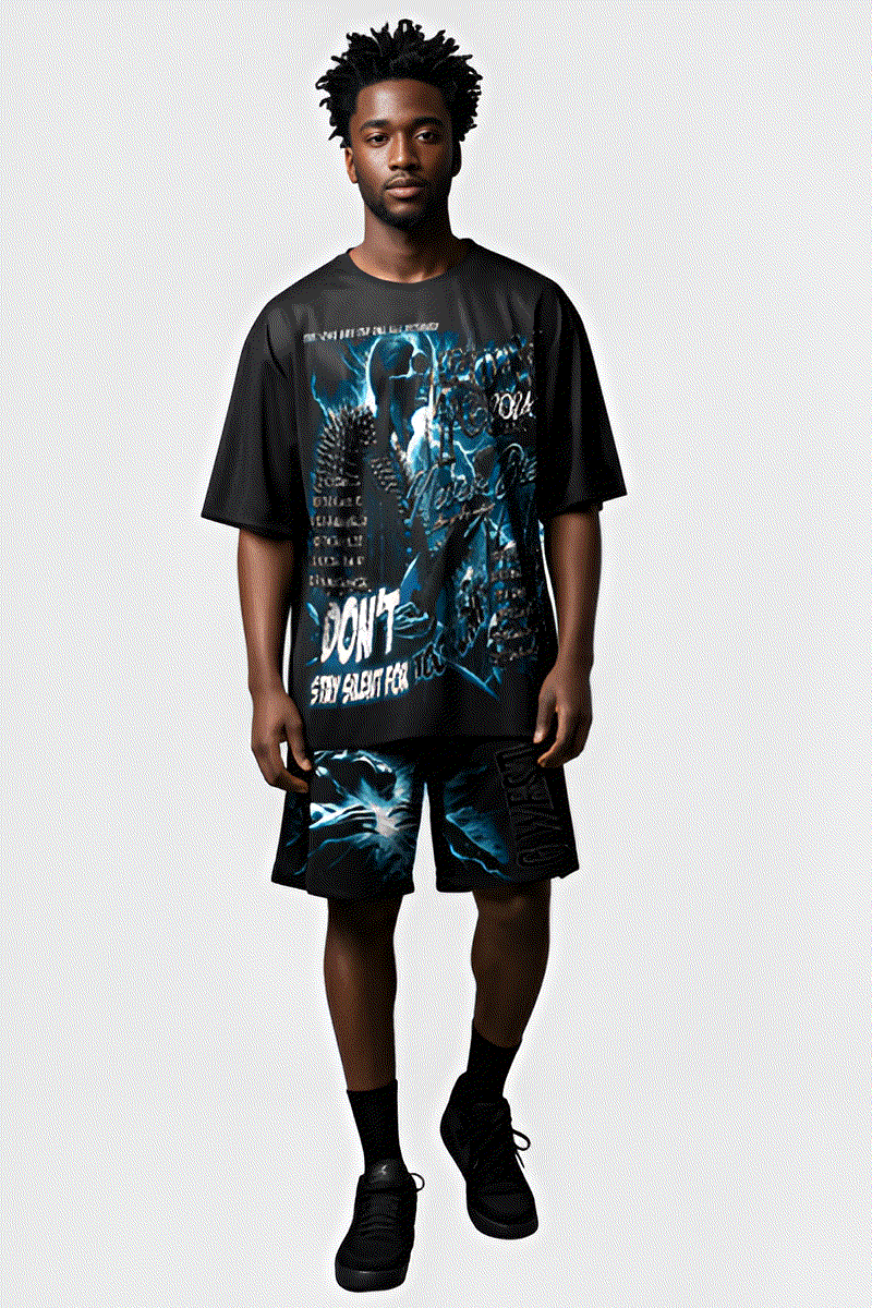 G WEST RHINSTONE WORLD TOUR 3/4 SLEEVES MESH SHORT SET