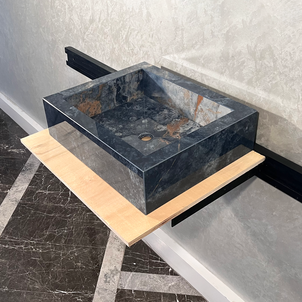 Engineered Stone Sink Handcrafted Ocean Blue for Modern Kitchens and Master Baths